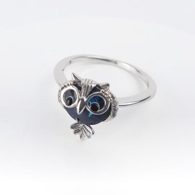 bague pierre hibou bleu nuit