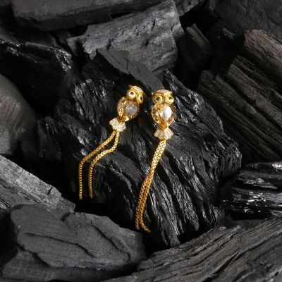 boucle d'oreille pendantes hibou miel