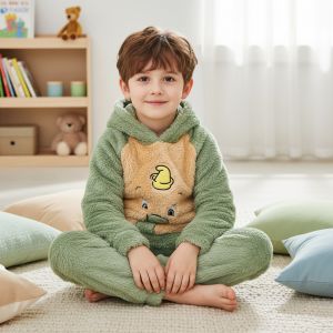 pyjama fourrure vert et beige (motiFe elephant)