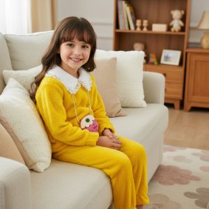pyjama fourrure jaune -sac fraise