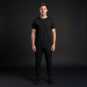 DEPART T-SHIRT HOMME NOIR 100% COTON SIMPLE