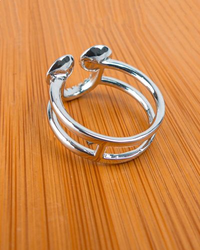 bague double anneau bleu/rose