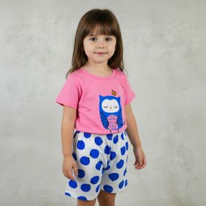 ENSEMBLE ROSE MOTIF HIBOU BLEU