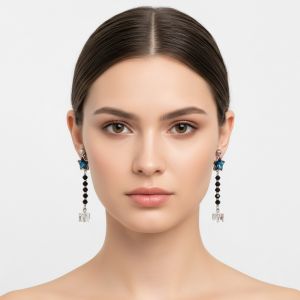 boucle d'oreille pendantes étoile bleu reflet