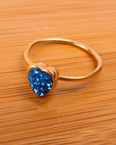 bague fine coeur bleu 