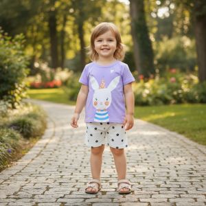 ENSEMBLE VIOLET MOTIF LAPIN 