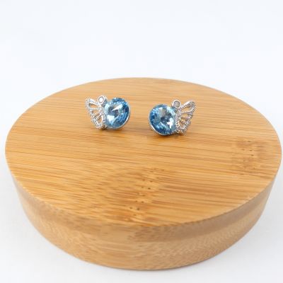 boucle d'oreille aile bleu 