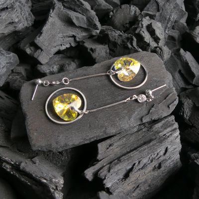 Boucles d'oreilles pendantes cœur jaune