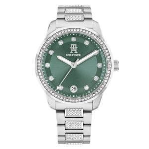 Tommy Hilfiger Green Dial Crystal-Embellished