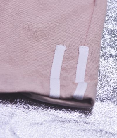 SHORT COTON ROSE AVEC  2 Bandes Blanches 