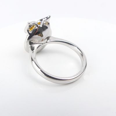 bague pierre hibou ronde jaune 