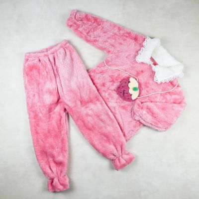 pyjama fourrure rose -sac fraise