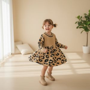ROBE LEOPARD LAIN MARRON