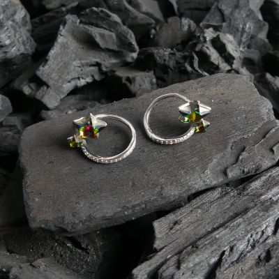 Boucles d'oreilles Etoile vert reflet