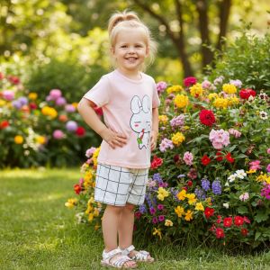 ENSEMBLE ROSE MOTIF LAPIN