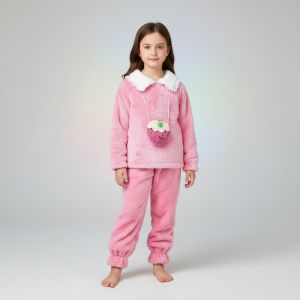 pyjama fourrure rose -sac fraise