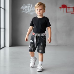 SHORT JEANS NOIR MOTIF FASHIONH BETUHN JKOS