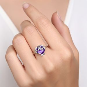 bague pierre hibou  rende bleu 