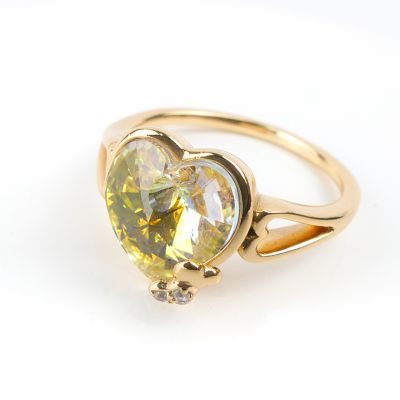 bague motif coeur jaune 