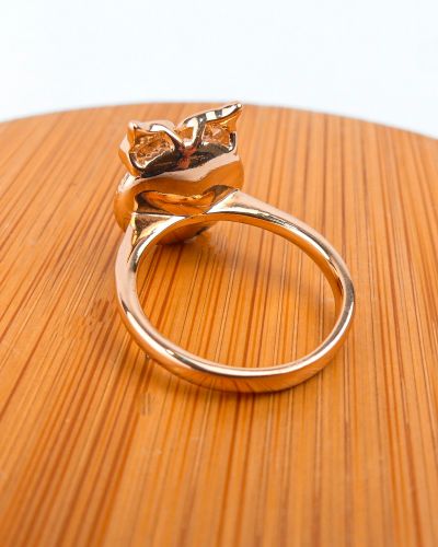 Bague plaqué or pierre hibou rende miel