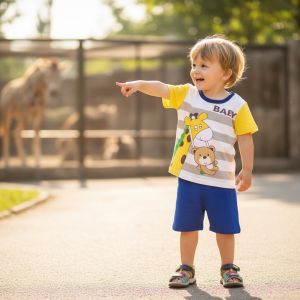 ENSEMBLE a railleur MOTIF girafe jaune
