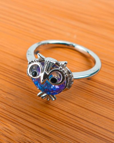  Bague pierre hibou Blue reflé