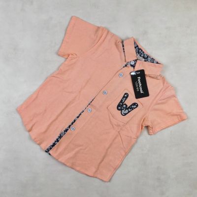 ENSEMBLE CHEMISIER SAUMON AVEC SHORT BLEU MOTIFE -W-