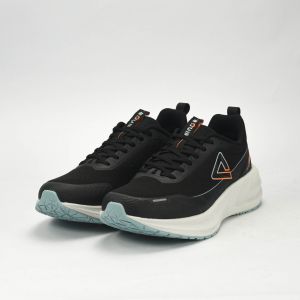 PEAK CUSHION RUNNING SHOES-BLACK/LT.GREY