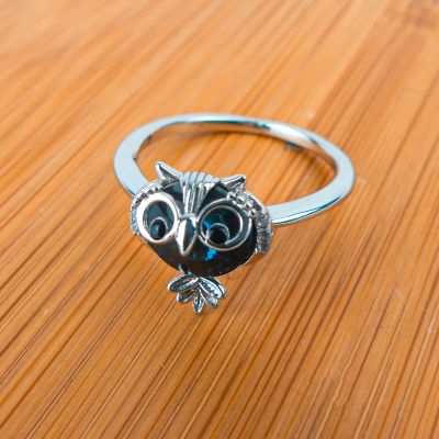 bague pierre hibou bleu nuit