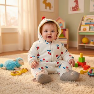 grenouillère BLANCHE CERISE 