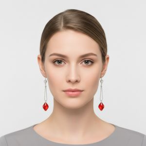 Boucles d'oreilles pendantes carré rouge