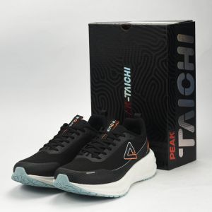 PEAK CUSHION RUNNING SHOES-BLACK/LT.GREY