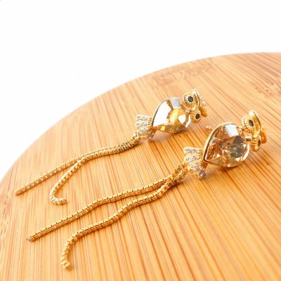 boucle d'oreille pendantes hibou miel