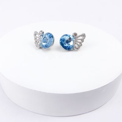 boucle d'oreille aile bleu 