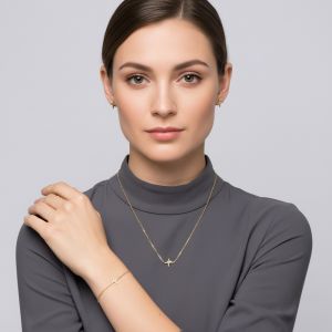 Parure motif fréquence cardiaque (plaqué or)