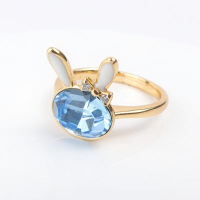 bague lapin blanc-plaqué or