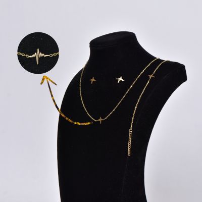 Parure motif fréquence cardiaque (plaqué or)