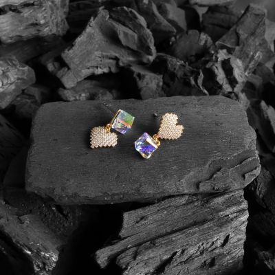 Boucles d'oreilles carré multi couleur