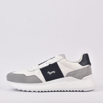 HARMONT AND BLAINE SCARPA UOMO CAMOSCIO - TEX FABRIC GRIGIO - BIANCO