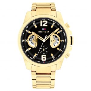 Montre Tommy Hilfiger Gold Steel Black Dial Multi-function