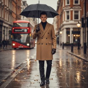 MANTEAU Hackett London Camel Broken Twill DB