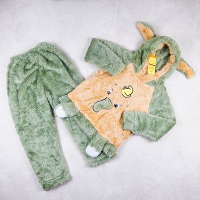 pyjama fourrure vert et beige (motiFe elephant)