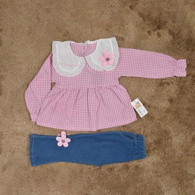 ENSEMBLE 2 pcs rose a carreaux