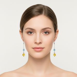 boucle d'oreille pendantes jaune/BLEU