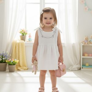 Robe blanche dentelle fillette