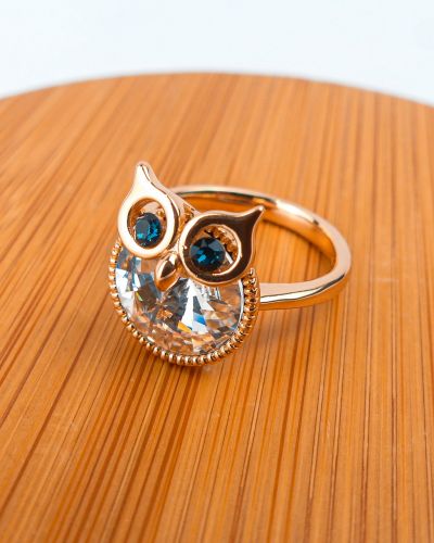 Bague plaqué or pierre hibou rende miel