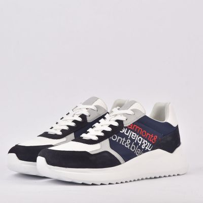 HARMONT AND BLAINE SCARPA UOMO CAMOSCIO  TEX FABRIC BLU  BIANCO  