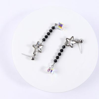 boucle d'oreille pendantes étoile bleu blanc